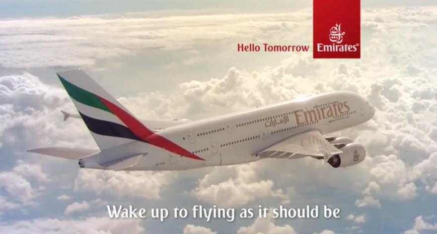 Emirates A380 Werbung 2015 mit Jennifer Aniston - Wake up to flying as it should be